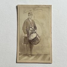 Antique CDV Photograph Man Playing Bass Drum ID Henry Gleason Military Band picture
