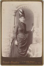 Victorian Woman Cabinet Card Hat Feathers Black Reed Studio Lyme MA Antique picture