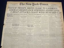 1918 AUG 13 NEW YORK TIMES- U-BOAT ATTACKS W/MUSTARD GAS-ANNA HELD DIES -NT 9193 picture