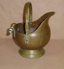 Vintage Large Copper Watering Pot with Porcelain White and Blue Handle picture