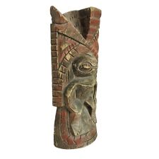 Vintage Handcrafted Primitive Native Tribal Tiki Warrior Mask Statue picture