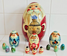 Genuine G. Debrekht Hand painted Santa Wooden Russian Nesting Eggs/Dolls Signed? picture