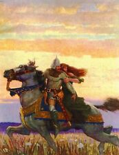 Lancelot & Guinevere by Newell Convers Wyeth (American, 1882-1945) --POSTCARD picture