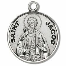 HMHReligious Sterling Silver Saint St Jacob 7/8 Inch Round Medal Pendant picture