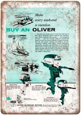 1957 Oliver Outboard Motor Vintage Boat Ad Reproduction Metal Sign L75 picture