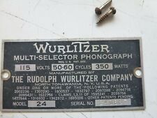 1937 Wurlitzer Model 24 Original ID Tag    picture