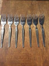 Vintage Stainless Taiwan Flatware Floral Pattern 7 Piece Fork Set picture