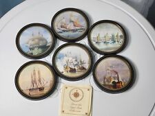 Six 6 Vintage Nigel Pain Naval Ship Acrylic Coasters Dorset England Ultra Rare picture