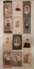 Lot Of 12 - Antique Photo Cabinet Cards Of Women & Children Victorian Era 1800's picture