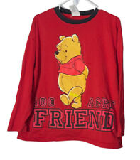 Vintage Sun Sportswear Pooh Long Sleeve Shirt 100 Acre Friend Red Size Medium picture