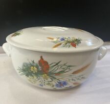 Pillivuyt Vintage Porcelain Wild Flowers And Wheat Baker Dish W/lid France Wow picture