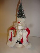 Vintage Santa Candle Holder w/ Bottle Brush Tree Hat & Red Felt Coat picture