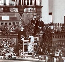 Church Pipe Organ & Altar with Family Original Antique Vintage Photo picture
