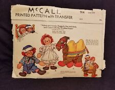 Vintage C/R 1941 RAGGEDY ANN ANDY McCALL Pattern #914 ORIGINAL NOT REPRO picture