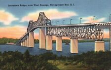Postcard RI Narragansett Bay Jamestown Bridge West Passage Vintage PC H9049 picture
