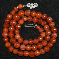Genuine Ancient Old Round Natural Carnelian Stone Bead Necklace from Afghanistan picture