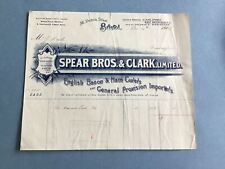 Spear Bros & Clark Ltd 1909 English Bacon & Ham Curers  Bristol receipt R34915 picture