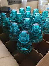 Lot Of 16 Hemingray Glass Insulators Blue/Green Beautiful 16 #40's  picture