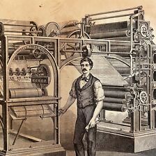 Rotary Printing Press 1876 Worlds Fair Centennial Expo Victorian Woodcut DWAA3A picture