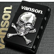 Vanson Gear Top Oil Lighter Cross Bones Skull Metal Black Silver Made In Japan picture