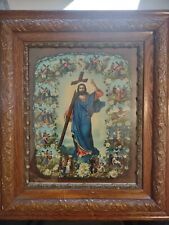 Beautifully Framed German Antique Jesus & Stations of The Cross Print 26” X 30” picture
