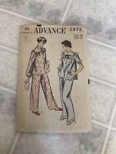 VTG 1950s Sewing Pattern Advance #5876 Pajamas Size 16 Bust 34 uncut picture