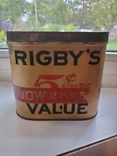 Vintage Rigby's Cigar tin, 1920's, Mansfield, Ohio, about 5.5