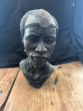 Vintage Carved African Ebony Head Art picture