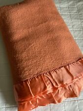 Vintage Chatham Blanket Orange Satin Trim USA 82 x 82 F/Q picture