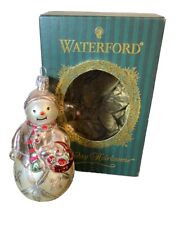 Christmas Waterford Glass Tree Ornament Retired Lismore Lucy Snowman Vintage 4” picture