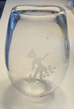Beautiful Vintage Kosta Boda Crystal Glass Vase Girl Etched And Numbered 8” Tall picture