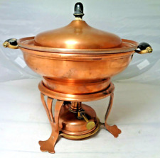 Rare Antique Jos Heinrichs Copper Food Warmer w/ Lid, Stand, Oil Lantern, c1900s picture