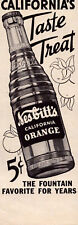 A11 Nesbitt's Orange Soda Pop Bottle California's Taste Treat Adverting Print Ad picture