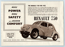 1951 Paper Ad, The Renault 750 for 1952, 20% More Power, London Earls Court Show picture