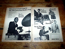 GRETSCH DRUMS (  ) 1966 2 pg PROMO Ad w/ ELVIN JONES Art Blakey MAX ROACH NM- picture