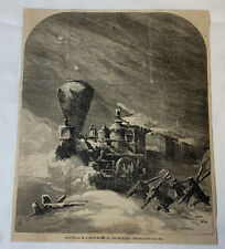 1864 magazine engraving ~ SNOW STORM ON MICHIGAN CENTRAL RAILROAD picture