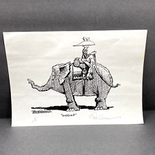 Paul Conrad Political Cartoon Print Signed Numbered Giddiap Riding Backward picture