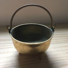 Vintage Santiq Inc Superb Solid Heavy Brass Caldron Pot Footed w/ Handle 5