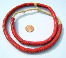 Glass Snake Beads, Coral Color 9mm Nigeria African Red Unusual Large Hole picture