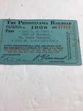 Vintage 1938 Pennsylvania Railroad Pass . St. Louis Division picture