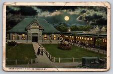 Union Station by Night Owensboro Kentucky KY Railroad Depot 1921 Postcard picture