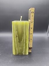 Partylite Lemongrass 3 x 6 Square Pillar Candle. Green Swirl New With Box K13567 picture