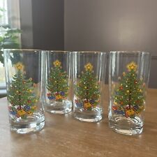 Set of 4 Vintage Orvis Christmas Tree Water Drinking Glasses 22k Gold Tumblers picture