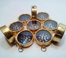 LOT OF 10 PCS MARITIME NAUTICAL VINTAGE STYLE BRASS POCKET COMPASS KEY CHAINS picture