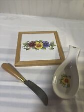 summer blush corning ware Spoon Rest, Trivet, Spreading Knife picture