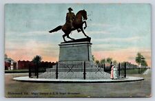 Postcard VA Richmond Virginia Major General JEB Stuart Monument 1909 Removed AT2 picture