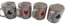 Vintage Royal Flush Playing Cards 10oz Mugs Poker Themed Coffee Cups Set Of 4  picture