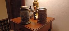 LOT OF TWO VINTAGE BEER STEINS WITH SHIPS AND MEDIEVAL FIGURES picture