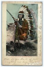 c1905 White Wolf Comanche Warrior Hedgesville North Dakota ND Antique Postcard picture