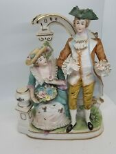 Vintage Antique French Chantilly Lace Porcelain Couple Arnant 12